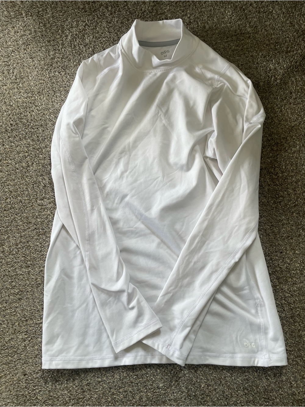 DSG White Athletic Mock Neck Shirt with Gray Trim